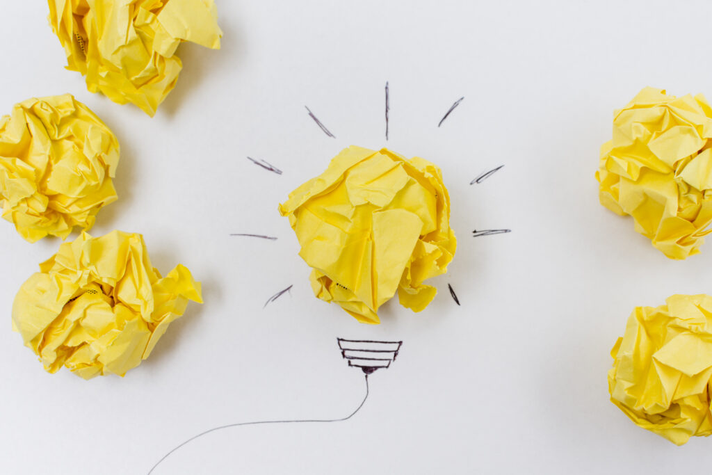 top view papel balls idea concept